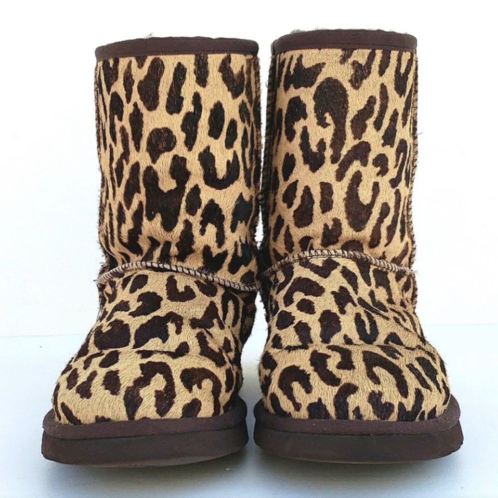 UGG Classic Short Boot Calf Hair Exotic Cheetah Print Leather Women's Size 5